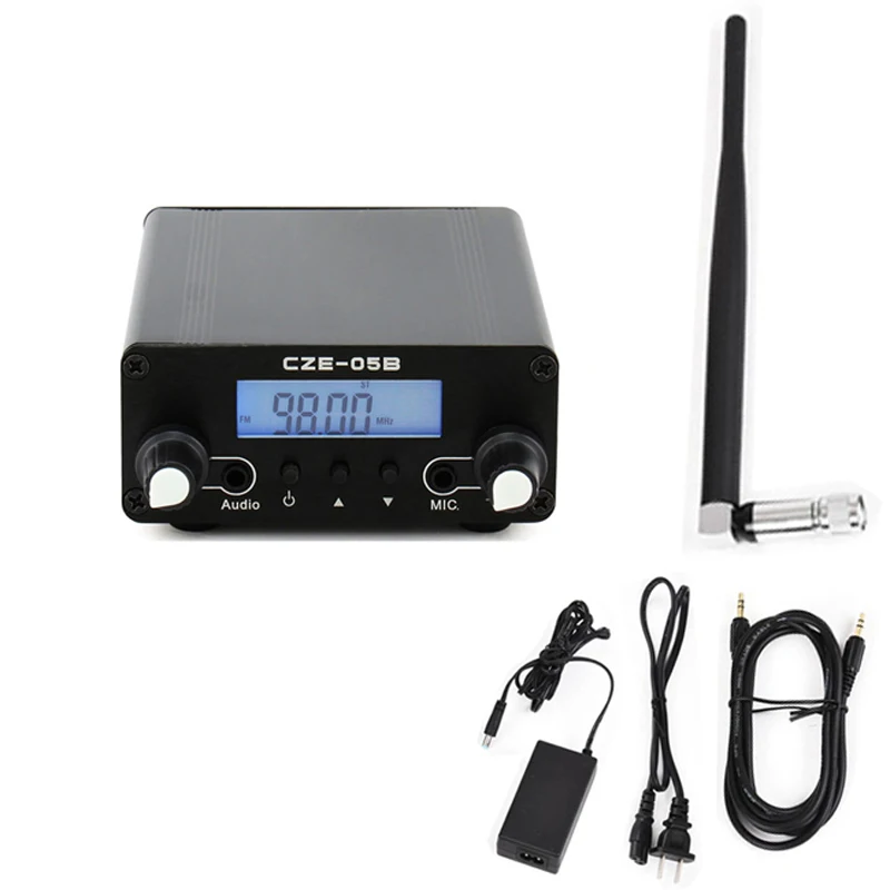 

Professional equipment Stereo PLL Radio Station FM Broadcast Transmitter 76MHz-108MHz for Church Home Party 0.5W CZE-05B