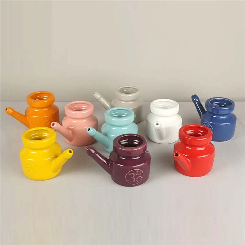 Ceramic Neti Pot Nose Cleaning Pot Durable Leakproof Spout for Nasal Rinsing Nose Washing Men Women 350Ml