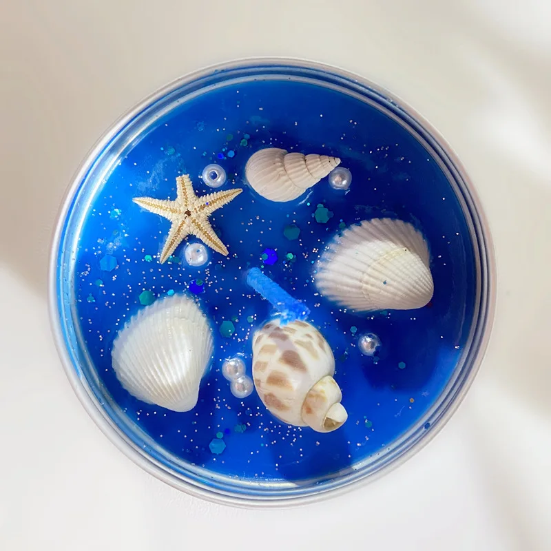 Soy Wax Scented Candle with Seashells and Botanicals