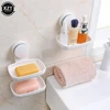 Creative Double Layer Perforated Free Soap Box Wall Mounted Handmade Drain Soap Box Bathroom Bathroom Suction Cup Soap 2
