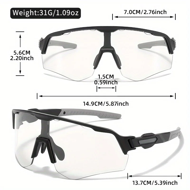 Unisex Oversized UV400 Photochromic Glasses with PC Lens and Composite Frame