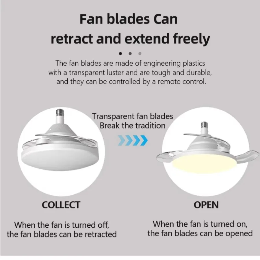 New Invisible Telescopic Blade Air Circulation Fans Silent Dimming Timed Room Decor Ceiling Fan With Led Light_voghion.com