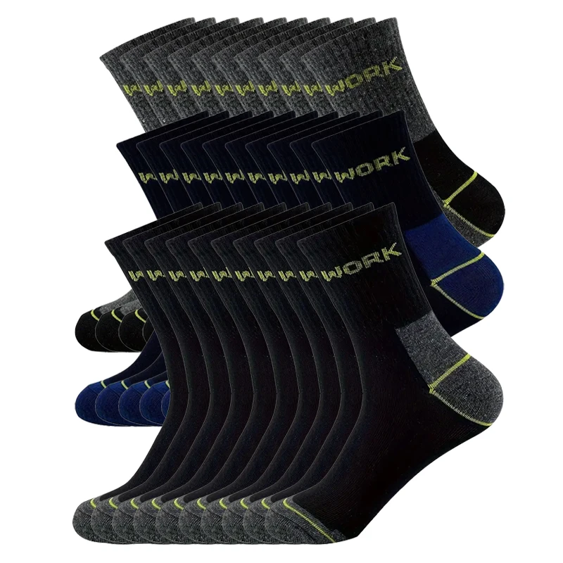 Mens Moisture-Wicking Cotton Sports Socks - Cushioned Hiking  Outdoor Anti-Slip 30 Pairs