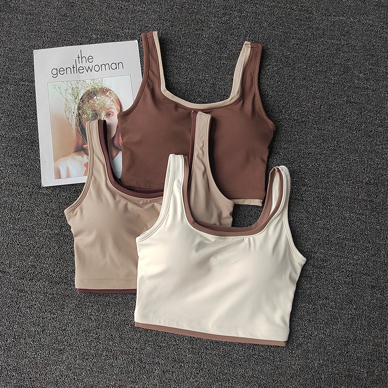 

Personalized Color Matching Highly Supportive Bra Yoga Vest Anti Sagging Sports Bra Shockproof Gathering Fitness Bra