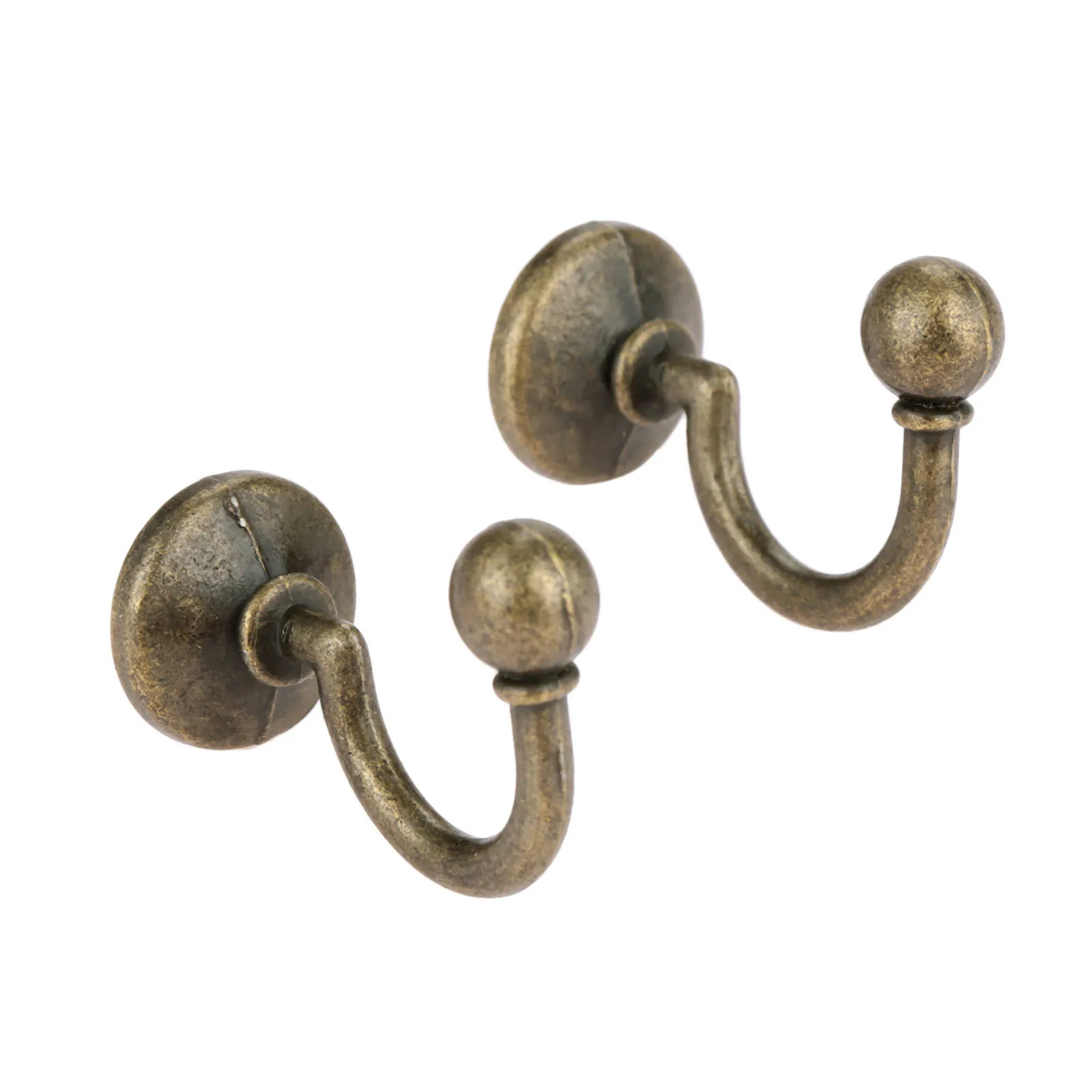 Dreld 2pcs Antique Bronze Hooks Alloy Wall Hanger Hat Coat Robe Hooks