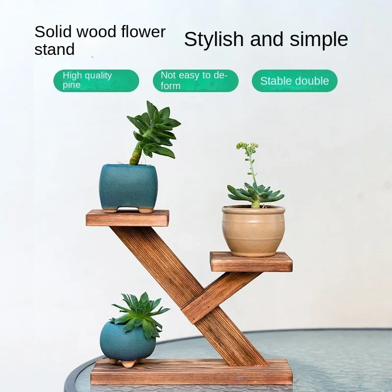 Solid Wood Bay Window Flower Stand Multi-Storey Indoor Plant Display Rack for Living Room Decoration Aesthetic Showcase