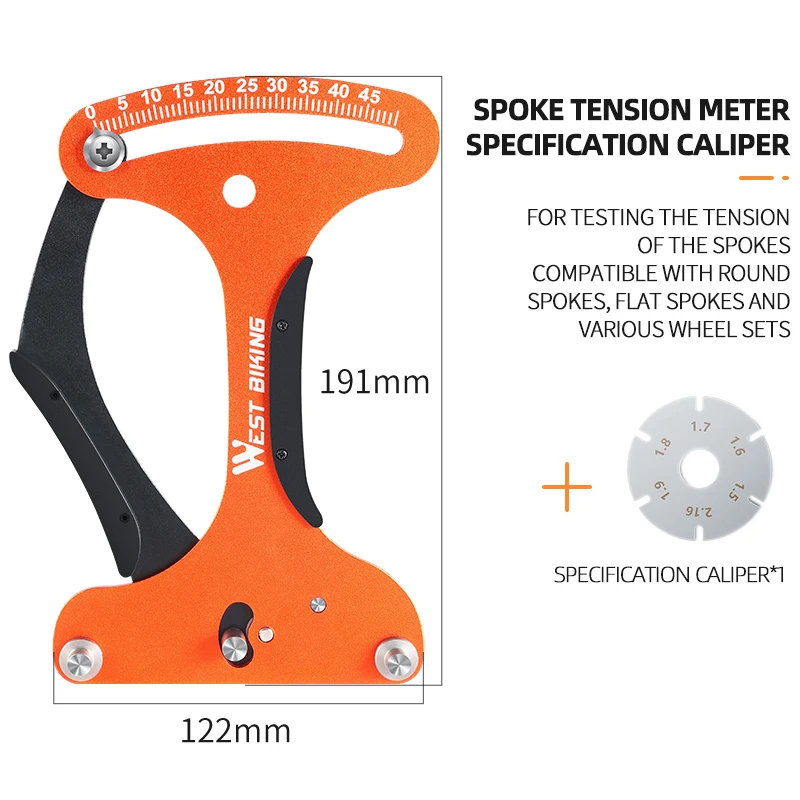 Saycker Set 13 Chiavi Per Raggi Bicicletta Con Tensiometro - Misuratore Tensione Raggi, Leve Copertoni, Chiavi Valvola, Attrezzo Riparazione Ruota