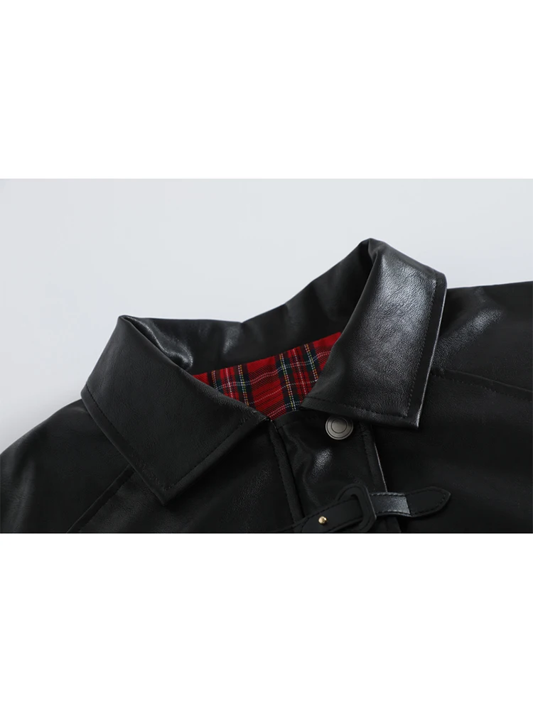 Fall Winter Women Japanese 2000s Vintage Oversize Gothic Pu