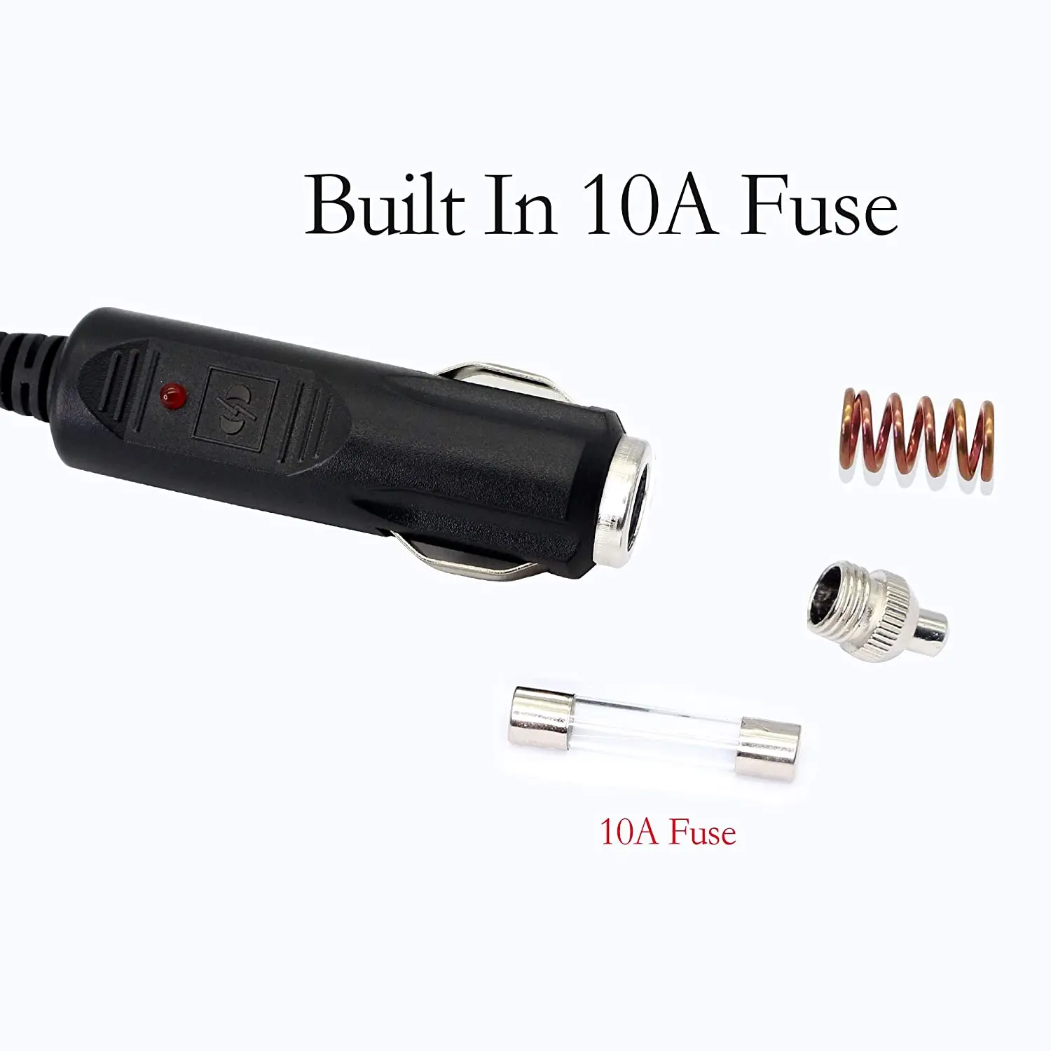 12V 10A DC Car Charger Auto Power Supply 18AWG Cable DC 5.5mm x 2.5mm to Car Cigarette Lighter Male Plug