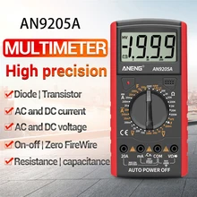 

AN9205A Digital Multimeter Professional Tester 1999 Counts DC/AC Current Voltage Resistance Capacitor Measuring Meter Multimetro