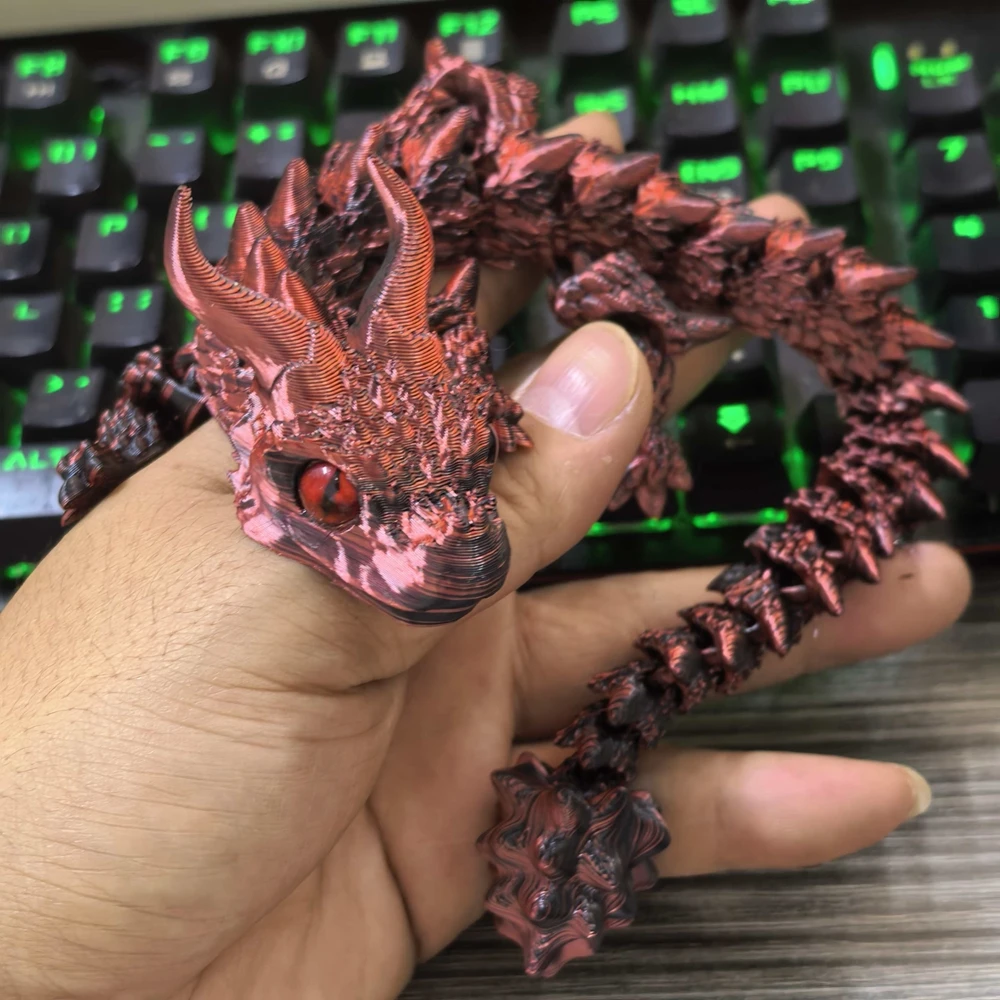 31CM 3D Printed Conjoined Dragon Baby Ornaments Joints Can Move Dragon Rockery Fish Tank Landscaping Decoration 4