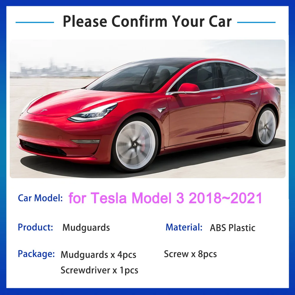 Mud Flaps for Tesla Model 3+ Highland 2024 Model Y 2021 2022 2023 Mudflaps  Splash Guards Mudguards Front Rear Fender Protector - AliExpress