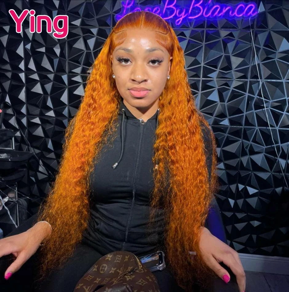 

Ying 12A 200% Platycodon Orange Colored 13x6 Lace Front Wig Deep Wave 13x4 Glueless Wigs Human Hair PrePlucked With Baby Hair