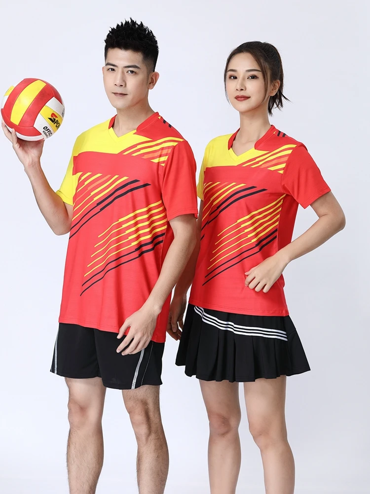 Badminton suit set for men and women, short sleeved couple, adult and children, quick drying table tennis sports competition sui
