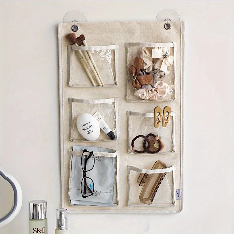 Description Picture 5 of item1PCThickened Canvas Waterproof Storage Bag Household Wall-mounted Bags Transparent Large Toy Storage Organizer Makeup Container