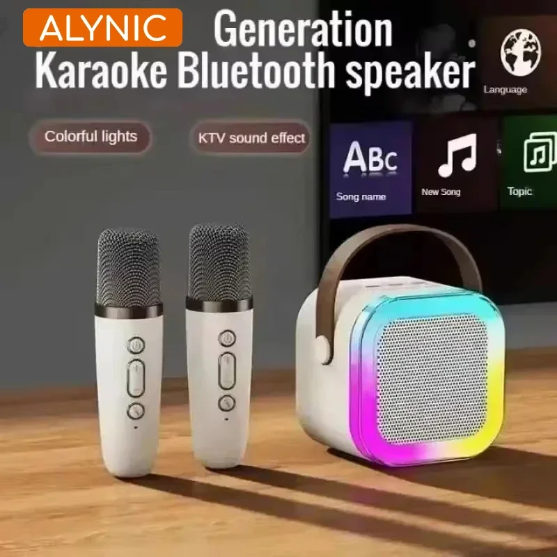 ALYNIC Karaoke Machine Portable Bluetooth 5.3 PA Speaker System Double Wireless Microphones Home Family Singing Children's Gifts karaoke speakers