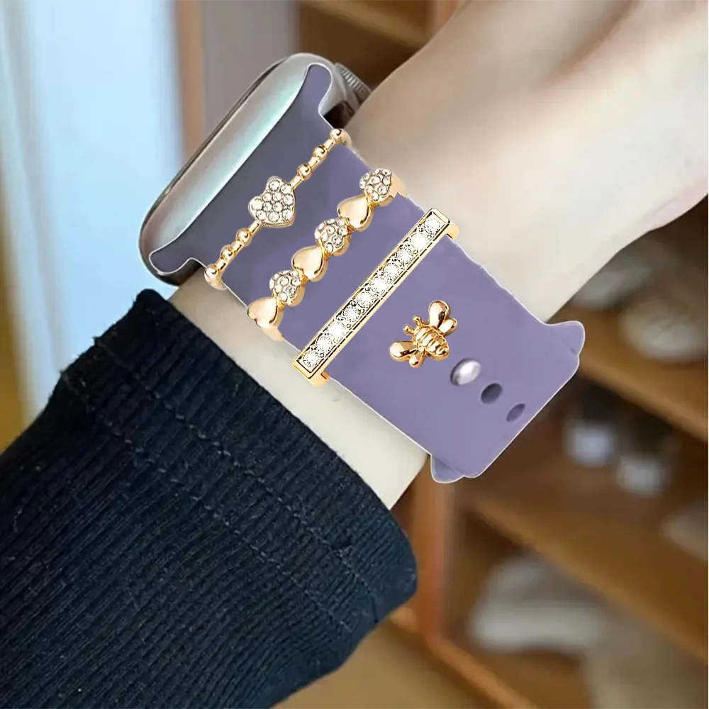 Stylish Bee and Heart-Themed Watchband Accessory Set