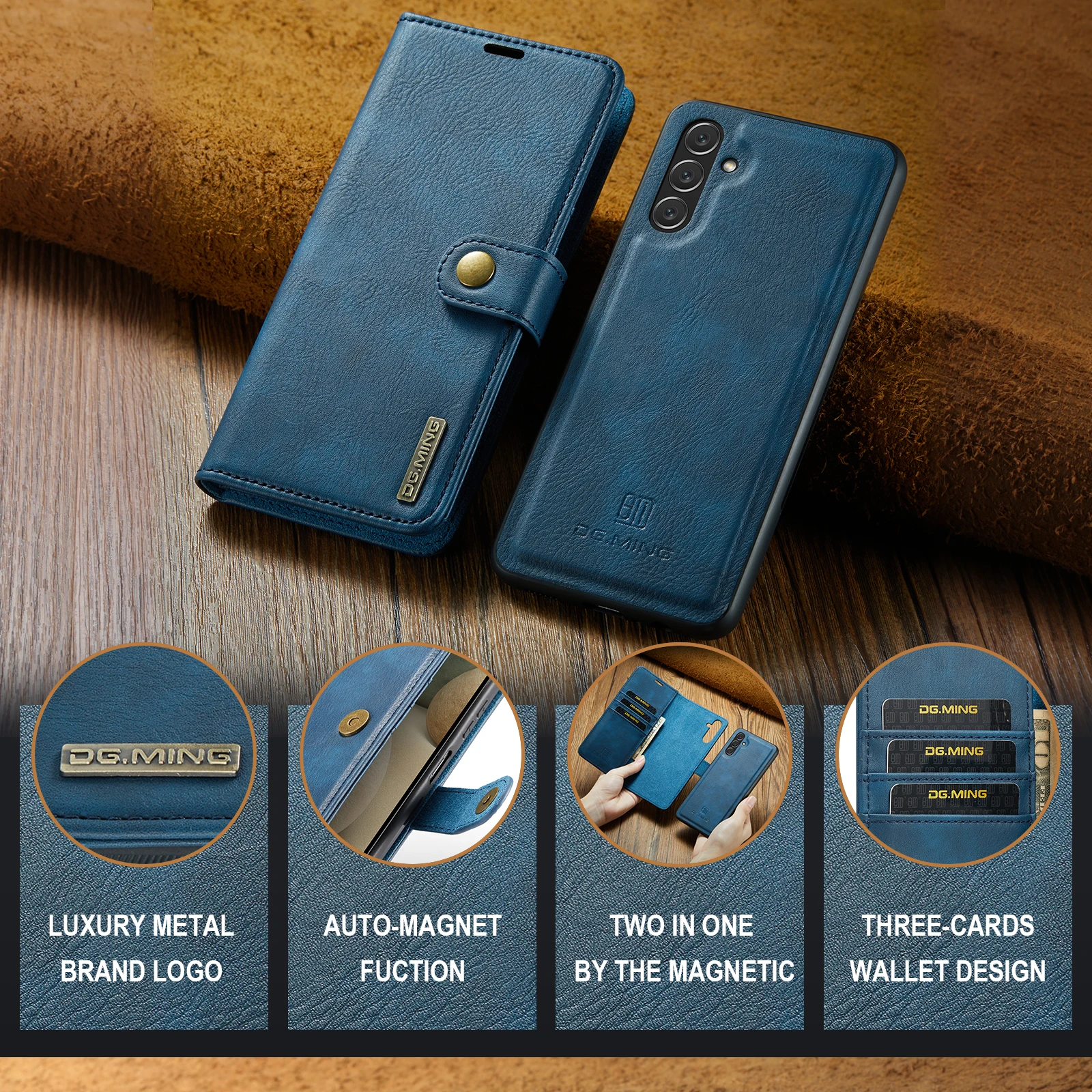 Magnetic Cow Genuine Leather Phone Wallet Case Book Stand For Samsung Galaxy A16 A15 A35 A55 A14 A24 A34 A54 A13 A23 A33 A53 A73