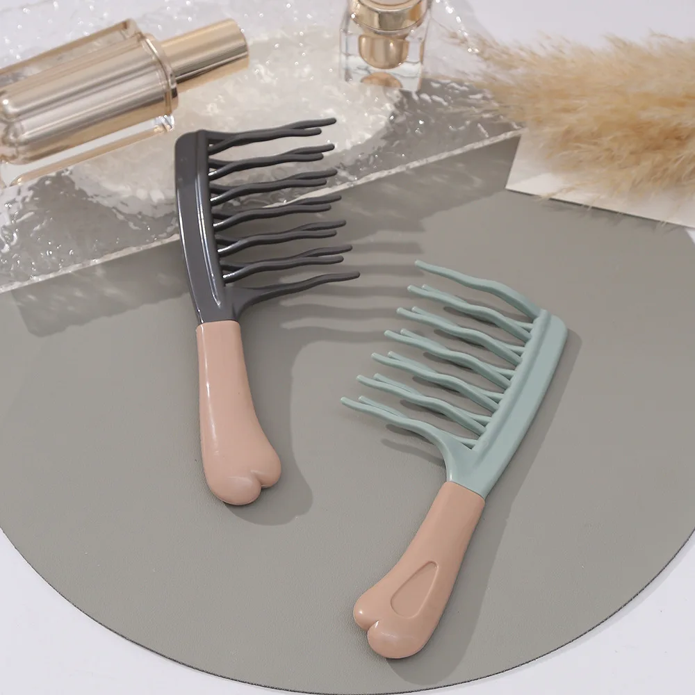 Curly Hair Comb Double Row Large Tooth Comb Unisex Wavy Tooth Wool Curly Hair Scalp Massage Comb Curly Hair Fluffy Styling Comb