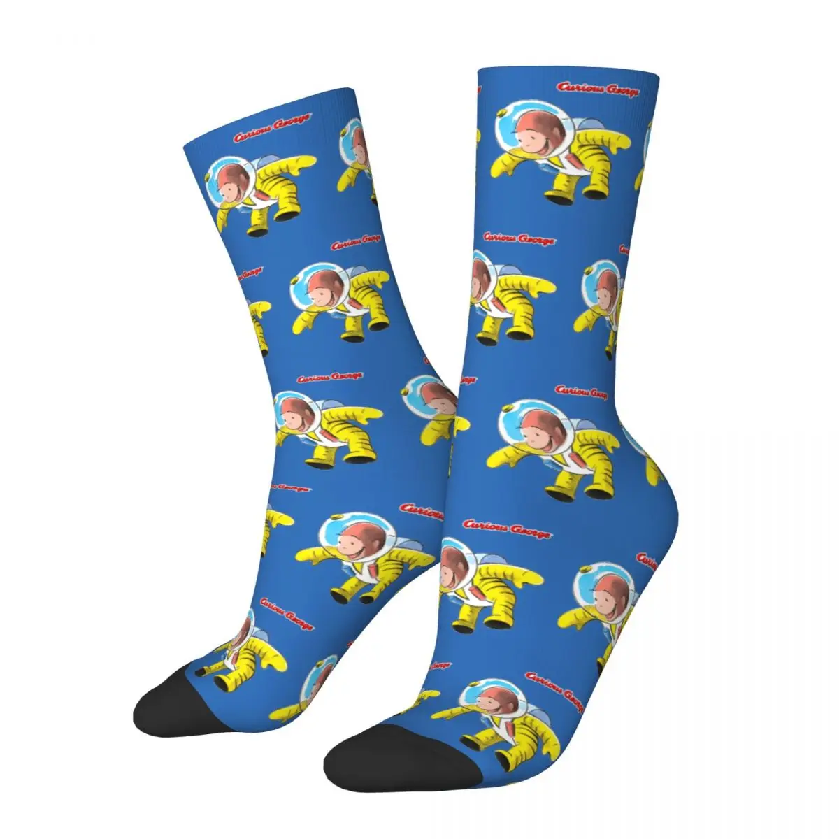 Happy Astronaut Cute Brown Monkey Anime Socks Uomo Donna Poliestere Fashion Worous George Socks Novità Autunno Socks Gift