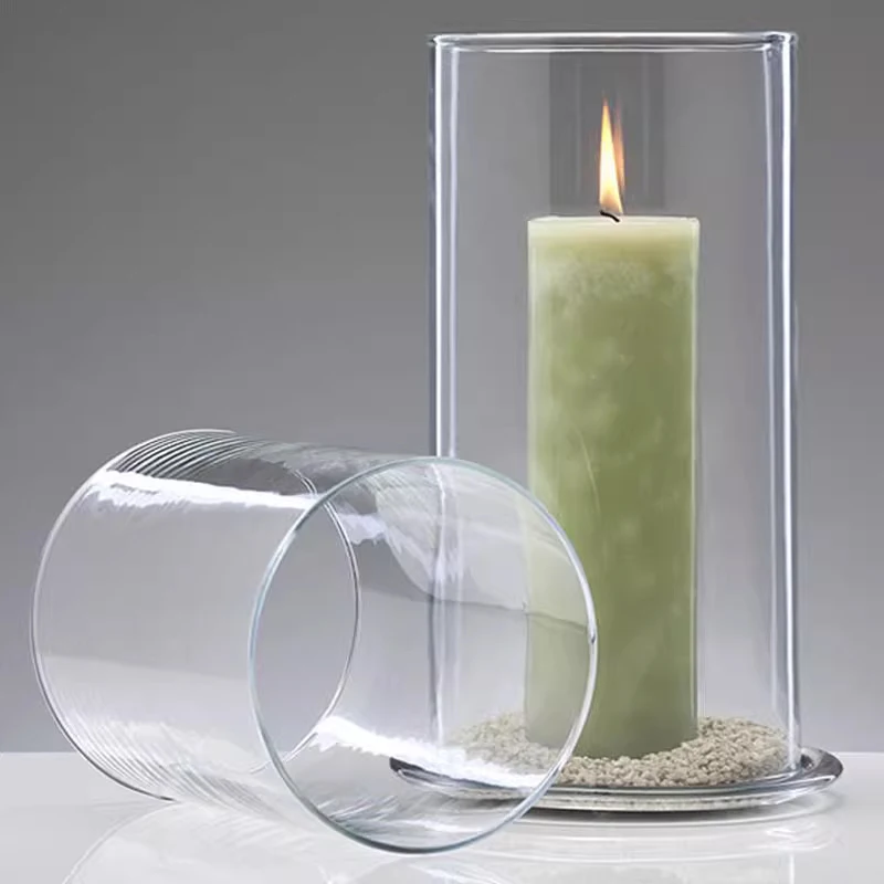 glass Transparent glass cover windproof, Buddha butter lampshade base circular candle hollow bottomless windproof candle