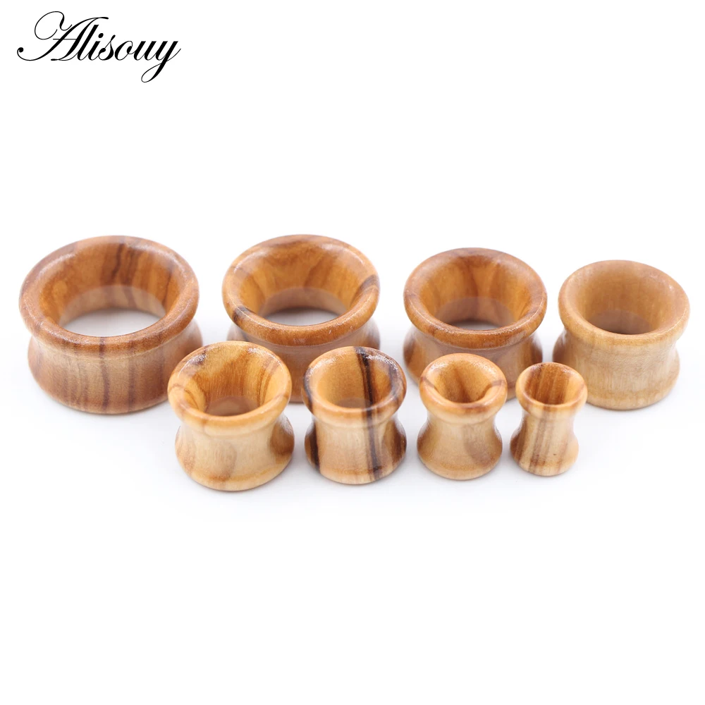 Olive Wood Hollow Double Flared Ear Tunnel Plug Flesh Expander Stretcher Gauge Earring Piercing Body Jewelry 2PCS 6-20mm piercing jewelry body piercing earrings ear piercing jewelry body piercing jewelry body jewelry