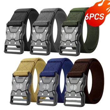 6-piece men's comfortable belt, casual nylon pants belt, durable nylon material, suitable for outdoor sports and casual wear