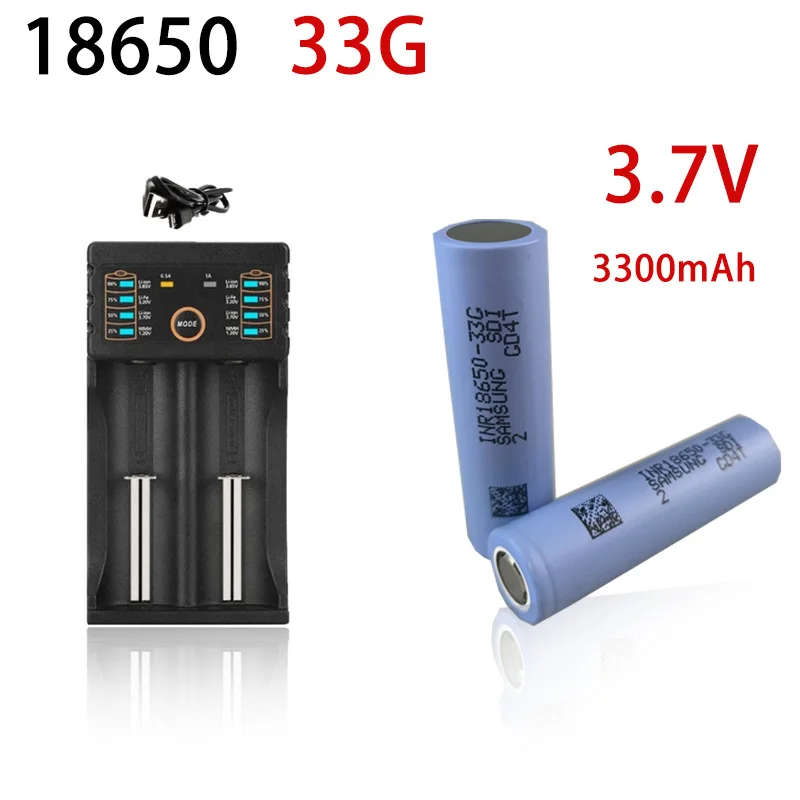 

Rechargeable battery with charger, 18650, 3400 mAh, Li-ion INR18650-33G, INR18650-33G, MIJI 3400 mAh, 3.7V