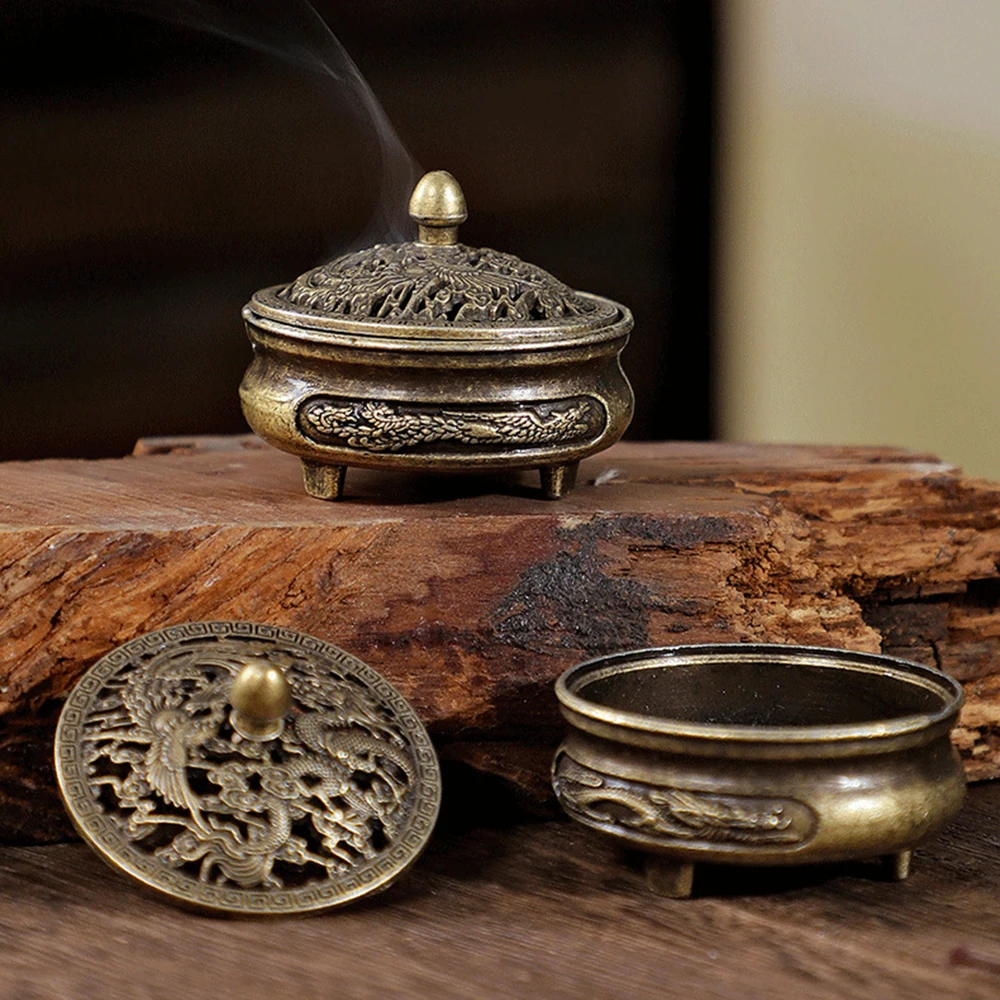 Aromatherapy Burner 1PC Longfeng Fingertip Stove Three-Legged Small Incense Burner Non-Stick Powder Tray Creative
