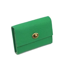 Customized Genuine Leather Retro Cardholder and Lipstick Storage Wallet (Green 2050)
