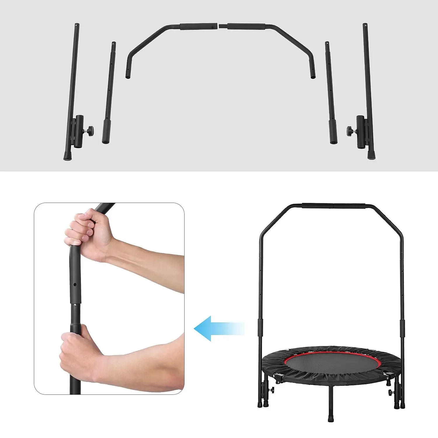 Mini Tramimmersion Pliante avec Poignée Réglable, Rebounder Tramimmersion pour Adultes, Fitness, Tramimmersion Intérieure