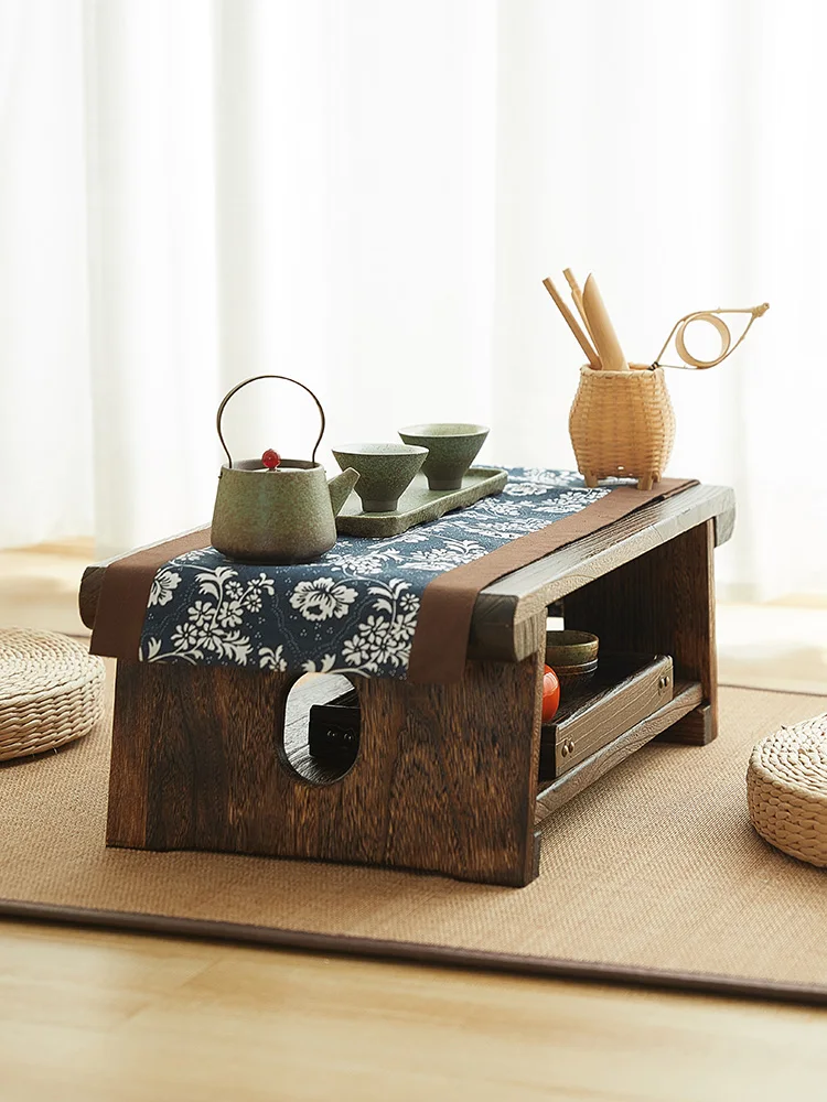 Solid wood tatami low table floating window small Japanese style kang household folding tea coffee decor |