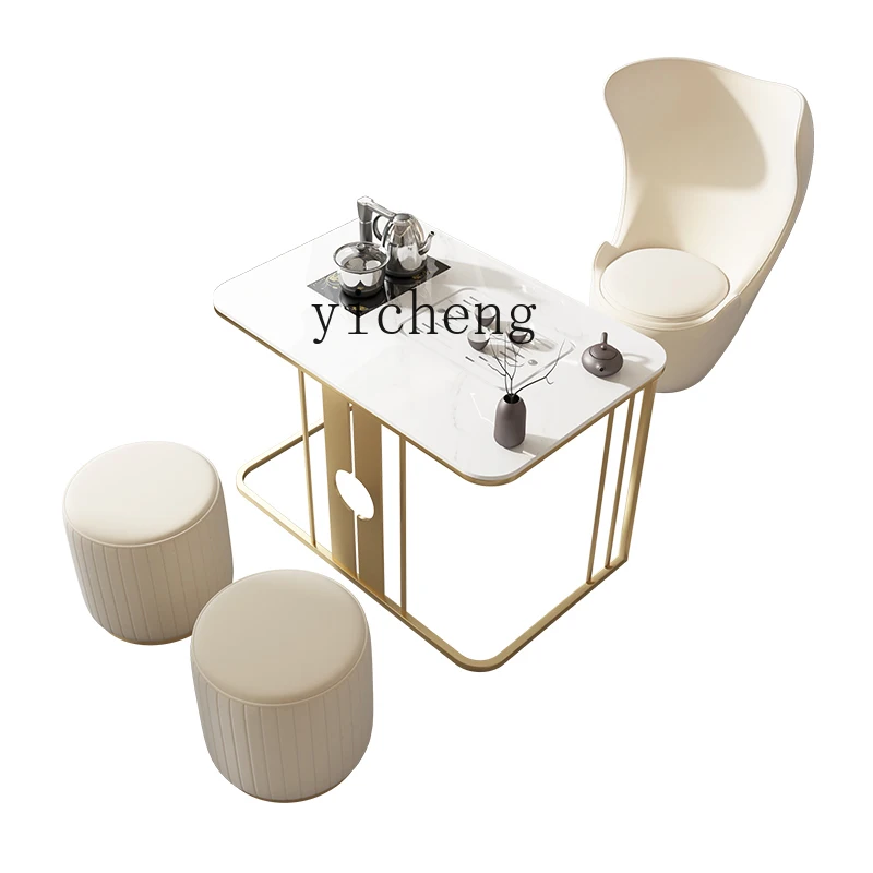 

ZC Balcony Tea Table Stone Plate Small Tea Table Modern Simple Tea Table Chair Combination Home
