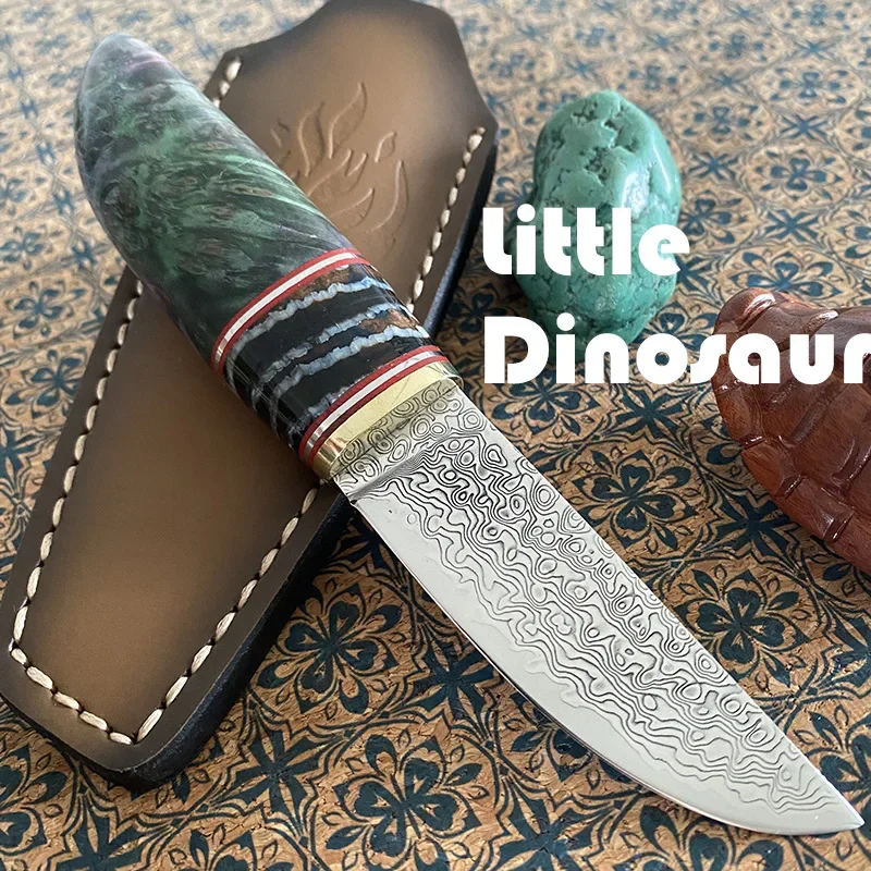 little-dinosaur-mammoth-molars-cured-wood-handle-fixed-knife-damascus-steel-outdoor-camping-survival-collection-knife-for-men