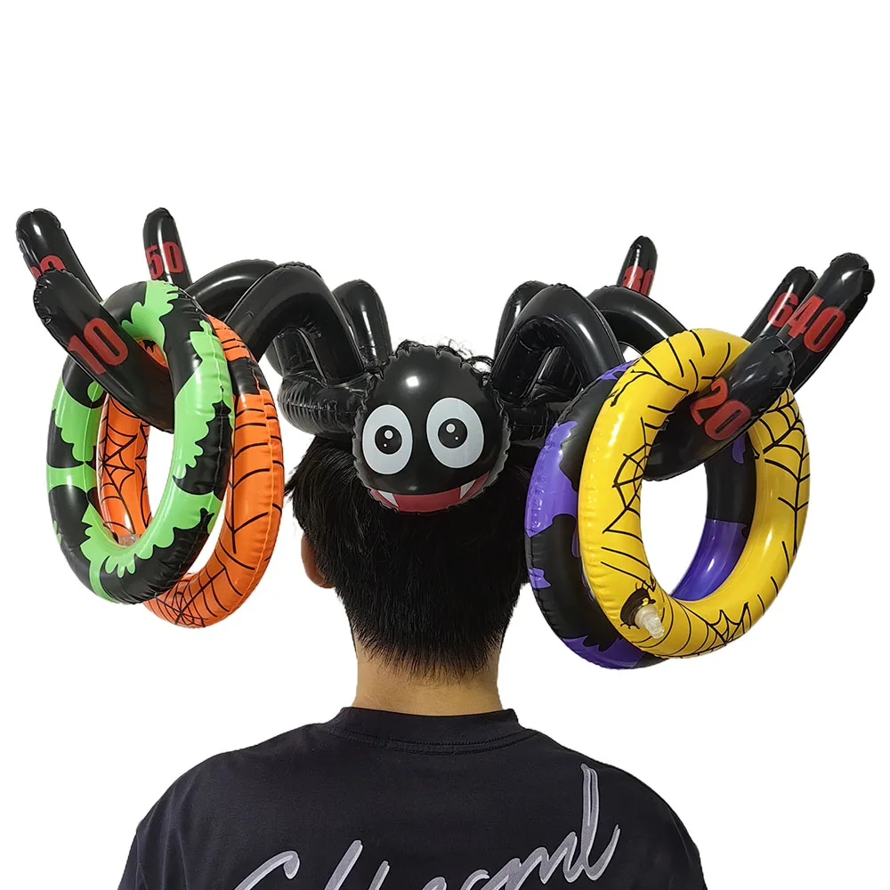 Jeux Fête Intérieur Extérieur Enfants Jeu Lancer Anneaux Halloween - 5 Chapeaux Sorcière Gonflables Avec 10 Anneaux Jeu Halloween Chapeaux Sorcière