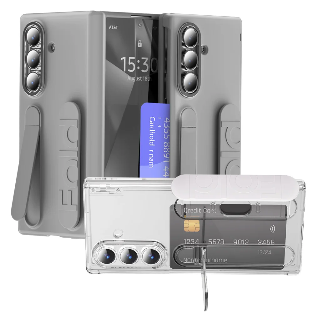 Multifunctional Wrist Strap Folding Case with Credit Card Slot and Kickstand