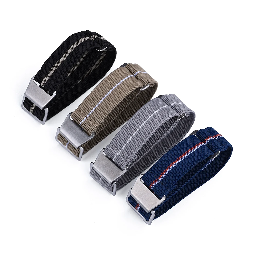 Elastic Braided Nylon Sailcloth Sport Watch Strap Bracelet