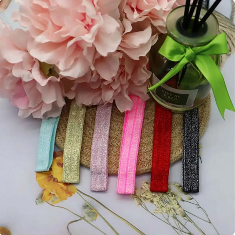 Ruban Élastique Imprimé Pailleté 20 Yards - 15mm Bandeau Cheveux DIY Couture 20 Couleurs