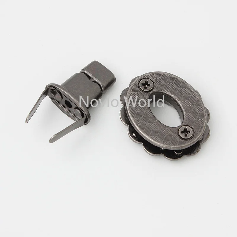 10-30 pieces 4 types Old Silver Flower Twist Turn Locks Bag Press Lock Tongue Locks For Handbags Metal