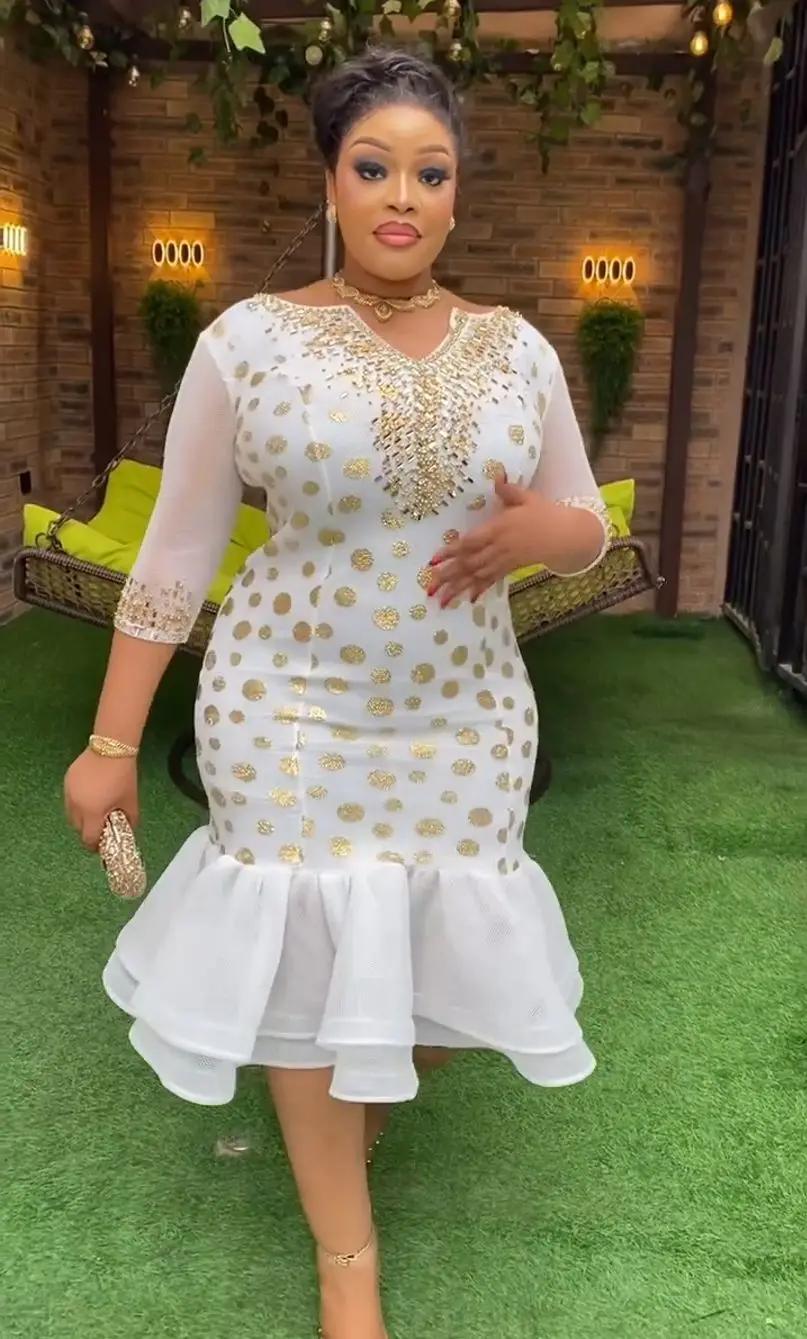 African Party Dresses for Women Plus Size Dashiki Ankara Wedding Evening Gown Sexy Bodycon Maxi Robe Africa Clothing 2024