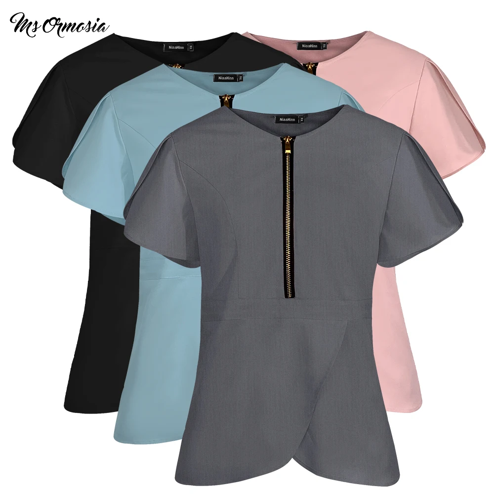 

Hospital Medical Uniform Beauty Salon Blouse Shirt Zipper V-neck Nursing Uniform Doctor Nurse Tops Women Clinic Scrubs Pullovers