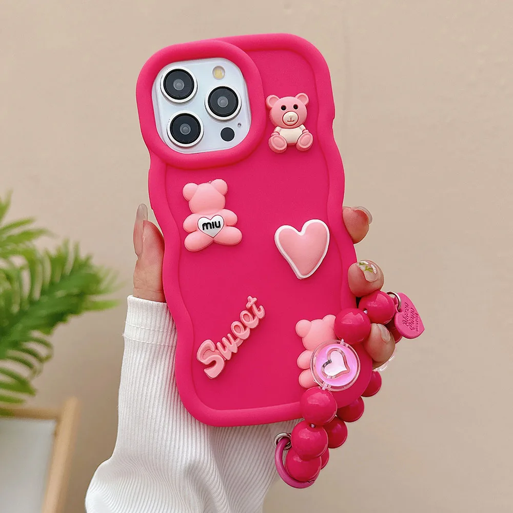 thumbnail image 1 of Funda de teléfono con anillo de corazón de oso para OnePlus 11 6 7 8T 7T, 12 12R 11R Nord CE 4 3 2 CE4 CE3 CE2 Lite ACE ACE3 N20 5G, funda suave, 1 of 4