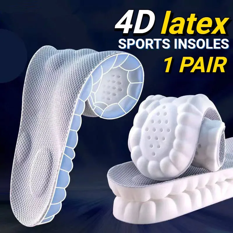 Nieuwe 4d Massage Inlegzolen Superzachte Sportschoenen Binnenzool Voor Voeten Hardloopmanden Schoenzool Steun Orthopedische Inzetstukken Unisex