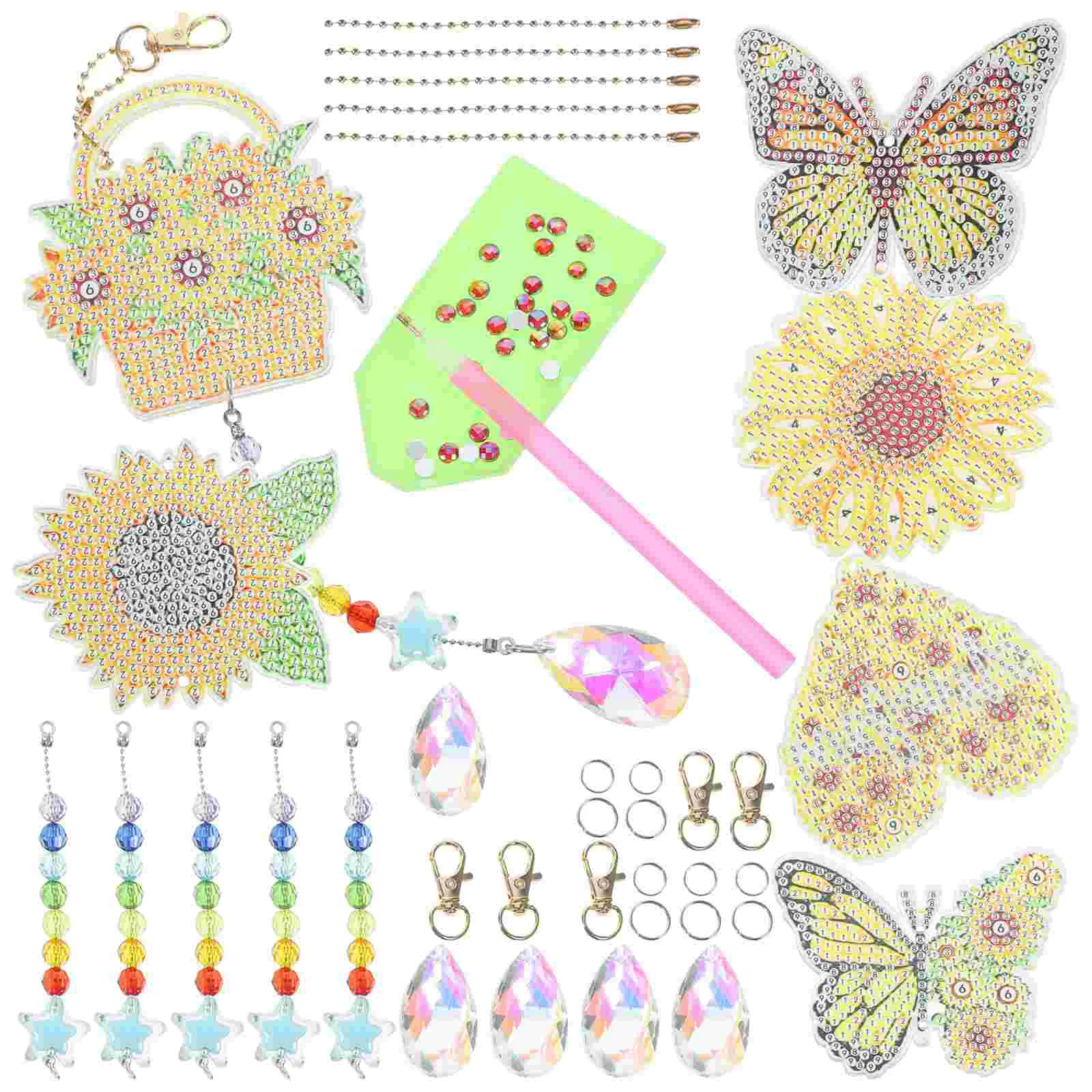 

6 Pcs Wind Chime during Kit Chimes for outside Hanging DIY Rhinestone Suncatcher Acrylic Diamonds