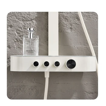 สีขาวน้ําตกห้องน้ําชุดฝักบัวร้อนเย็นห้องน้ําระบบก๊อกน้ํา 12 นิ้วหัวฝักบัวทองเหลืองห้องน้ําระบบชุด 2