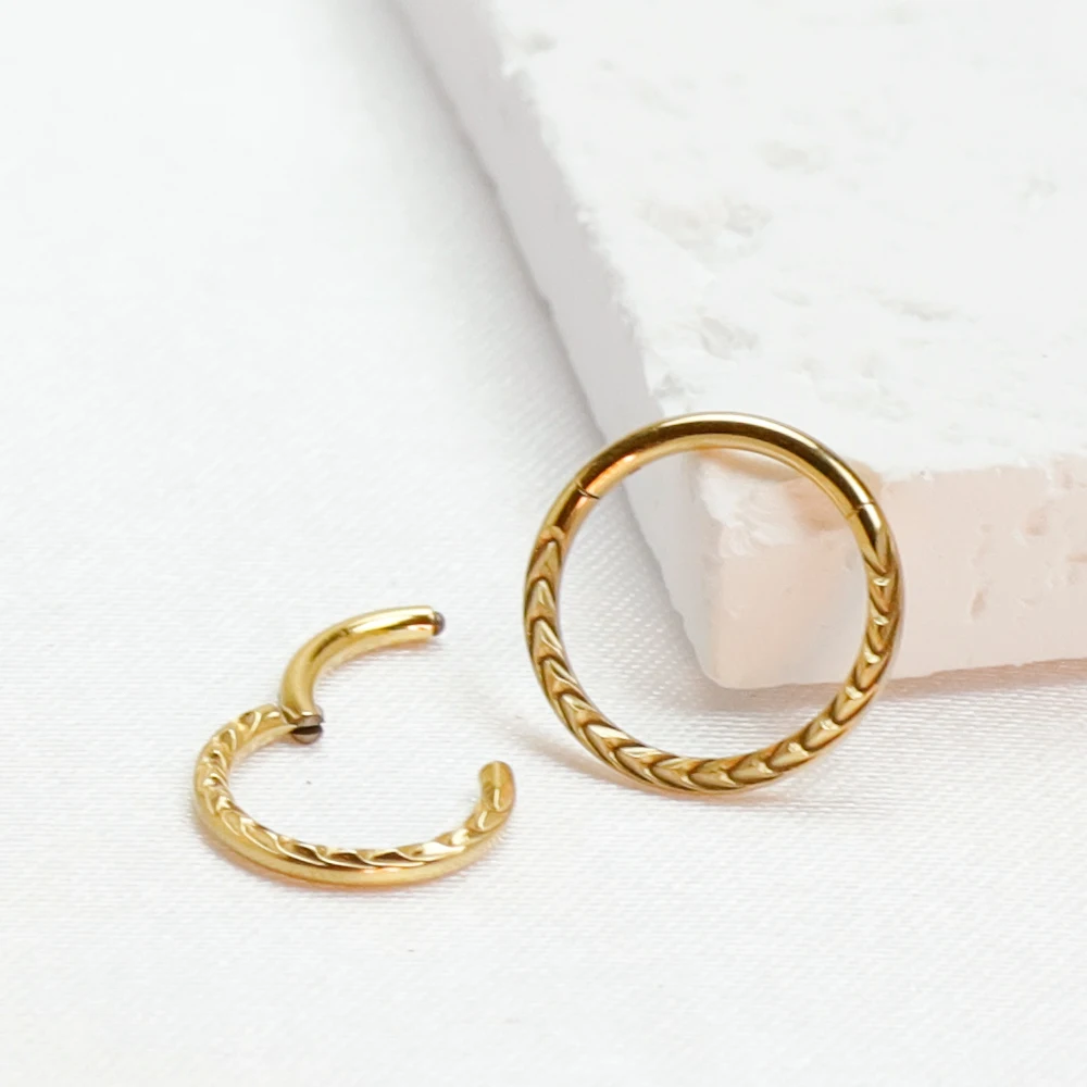F136 Anello al naso in titanio Clicker Piercing al trago Orecchini al setto Cartilagine 16g Elica Segmento incernierato Gioielli per il corpo Donne e uomini_voghion.com