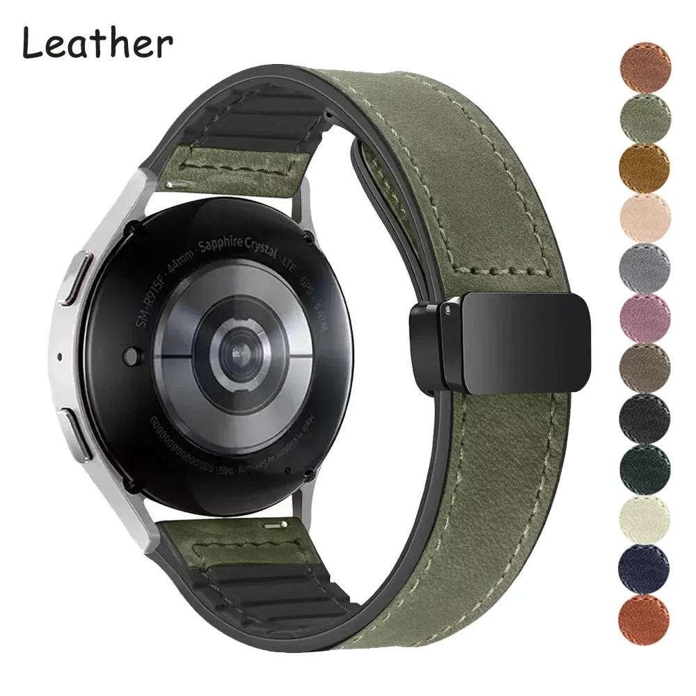 

Ремешок кожаный для Samsung Galaxy Watch 5 Pro 45 мм 4 6 Classic 42 мм 46 мм, браслет с магнитной застежкой для Huawei GT4 3 2 3, 20 мм 22 мм