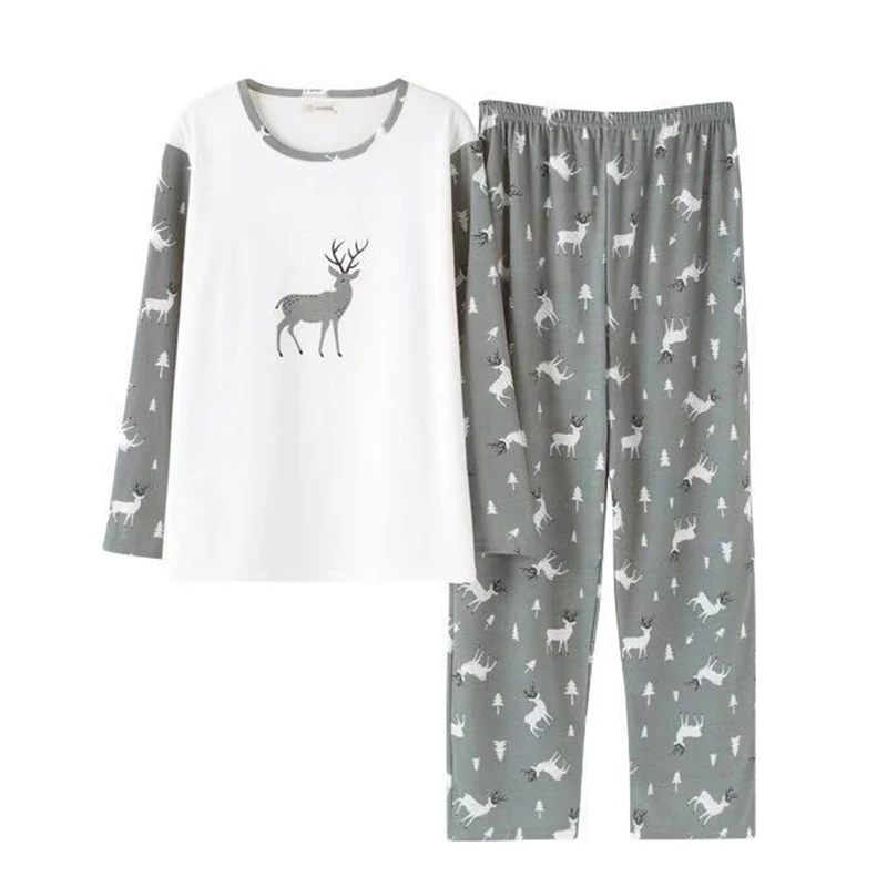 Spring Autumn Men's Cotton Pajamas Letter Striped Sleepwear Cartoon Pajama Sets Casual Sleep&Lounge Pyjamas Homewear