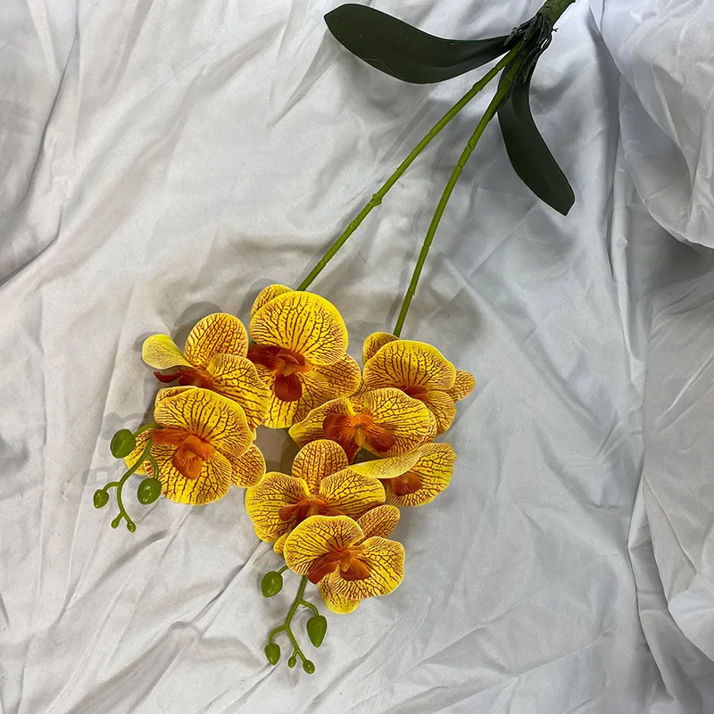 2 Zweige/Bündel Schmetterlingsorchidee mit Blatt, künstliche Blume, echte Haptik, künstliche Blume, Heim- und Hochzeitsdekoration, Weihnachtstischdeko – Detail 7