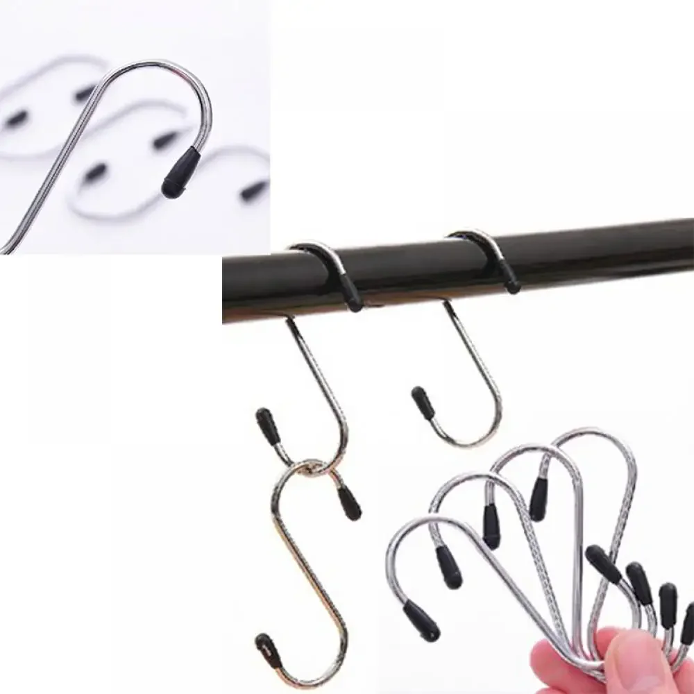 

2pcs Multifunctional S Shaped Hooks Stainless Steel Hanging Storage Hook Hanger for Kitchen Bar Bathroom Bedroom Storage Tool
